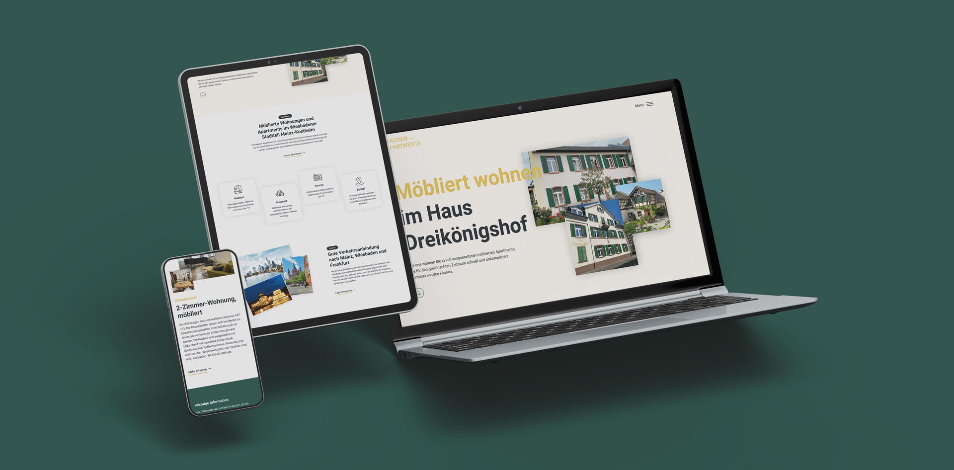 Webdesign Mockup der Webseite www.wagner-apartments.de